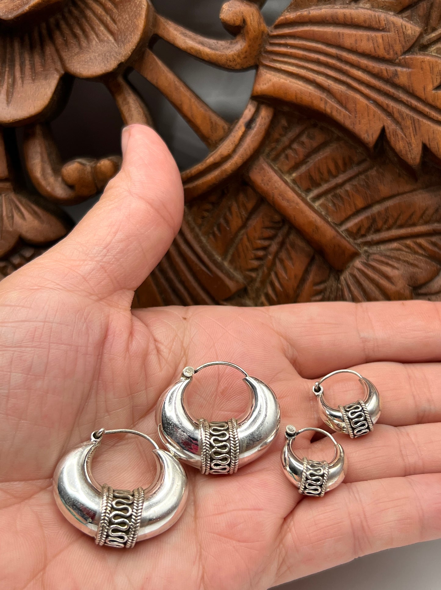 Small Wide Bali Hoop Earrings