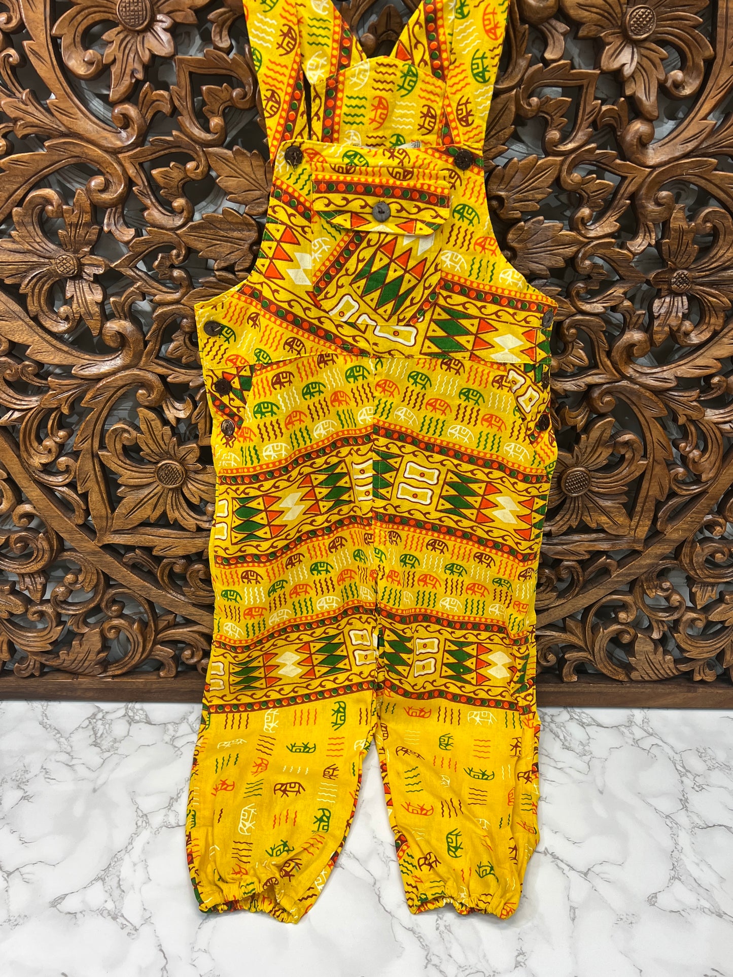 Child BlockPrint Long Overalls