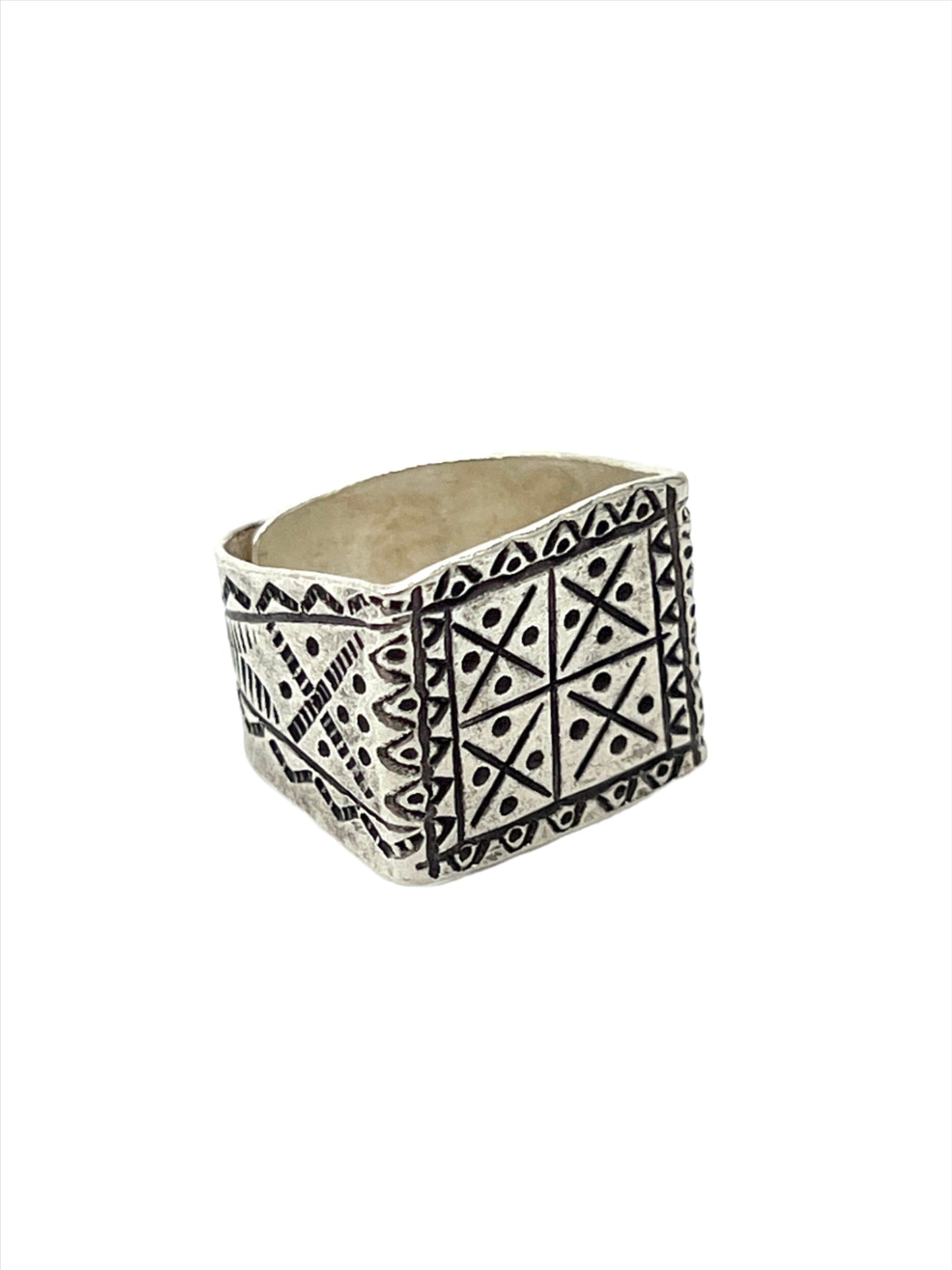 Sterling Silver Hill Tribe Square Ring
