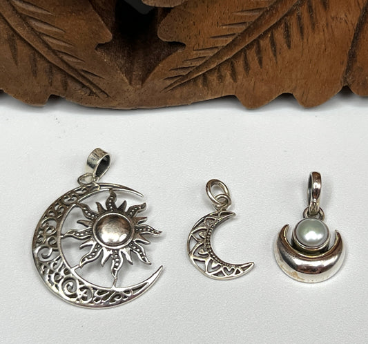 Sterling Silver Crescent Moon Pendants