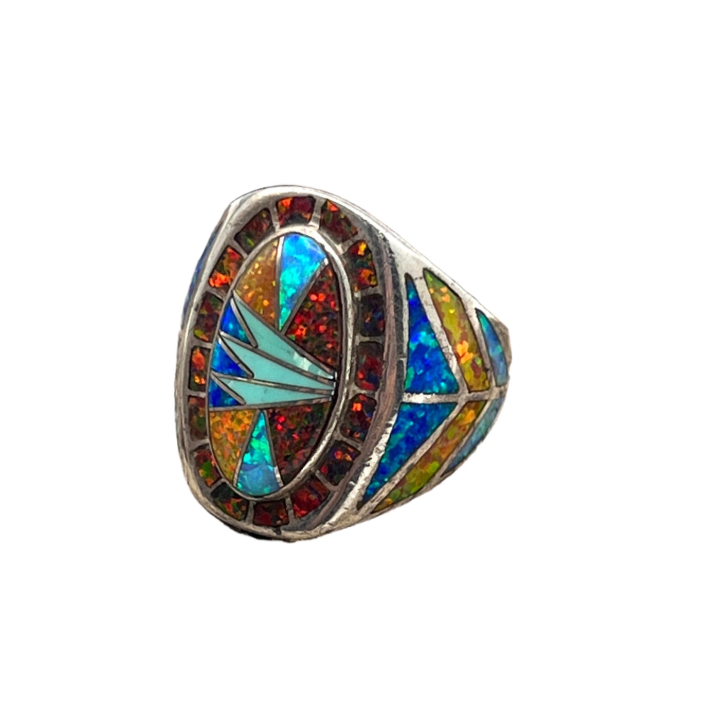 Rare Inlaid Gemstone Oval Opal Rings by David Freeland