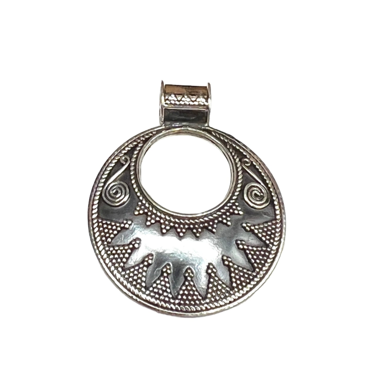 Oxidized Silver Circle Tribal Pedants