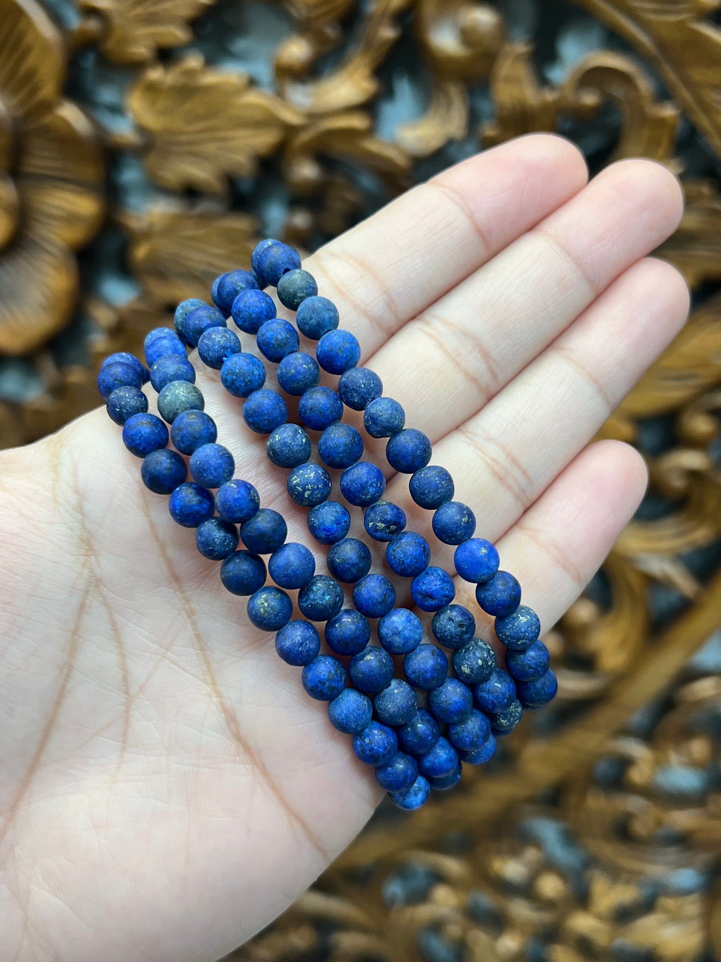 Matte Lapis Lazuli Stretchy Beaded Bracelets