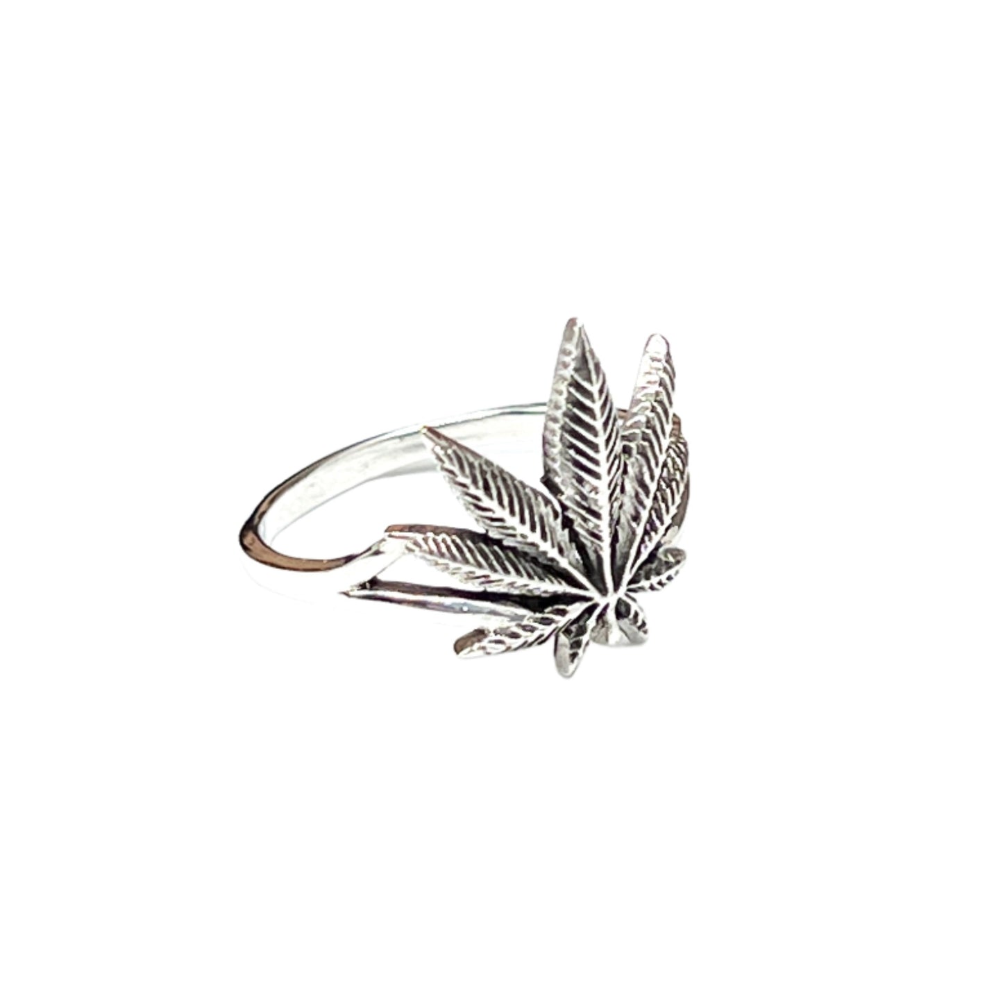 Sterling Silver Cannabis Leaf Ring