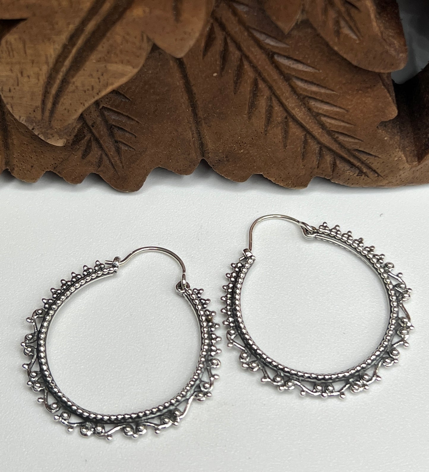 Beaded Decorative Hoop Earrings