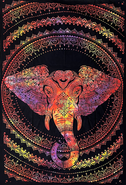 Hand printed Fabric Posters Elephant Tapestries | 3 Colors