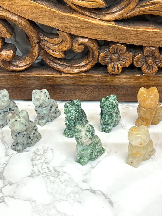Hand Carved Gemstone Cats