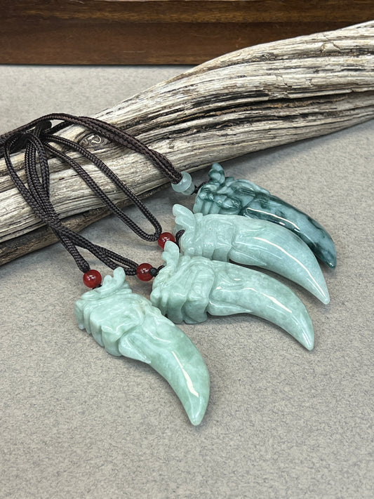 Burmese Jade Dragon Tooth Carved Necklace