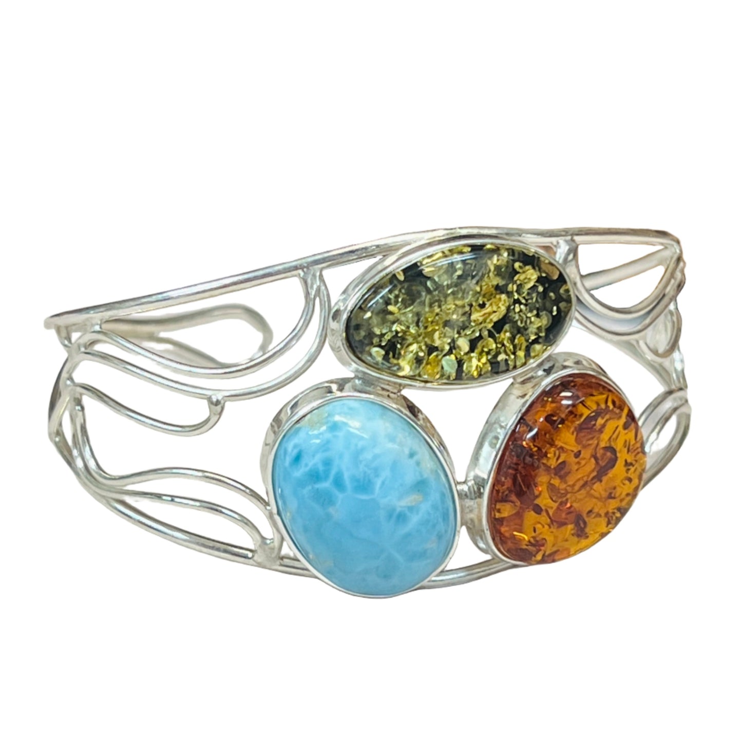 Sterling Silver Tri Color Amber Bracelet