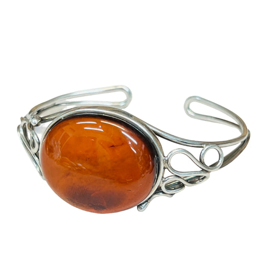 Large Sterling Silver Amber Bracelets