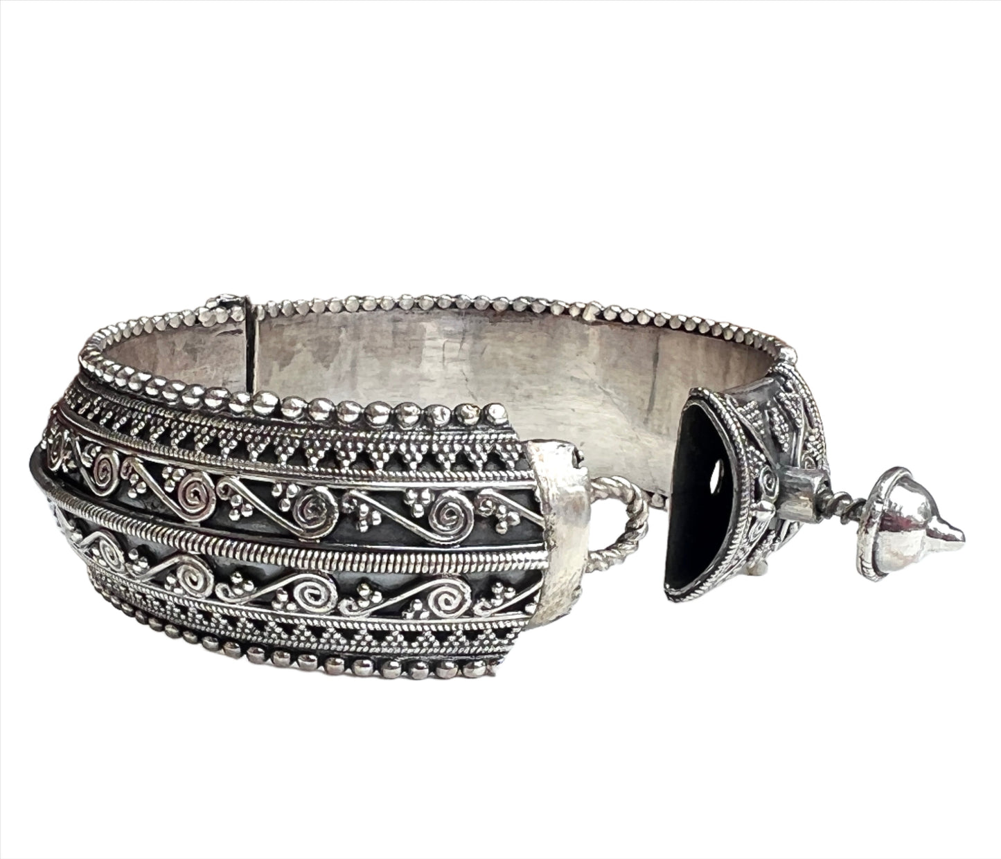 Vintage Rajasthani Sterling Silver Studded Bracelet