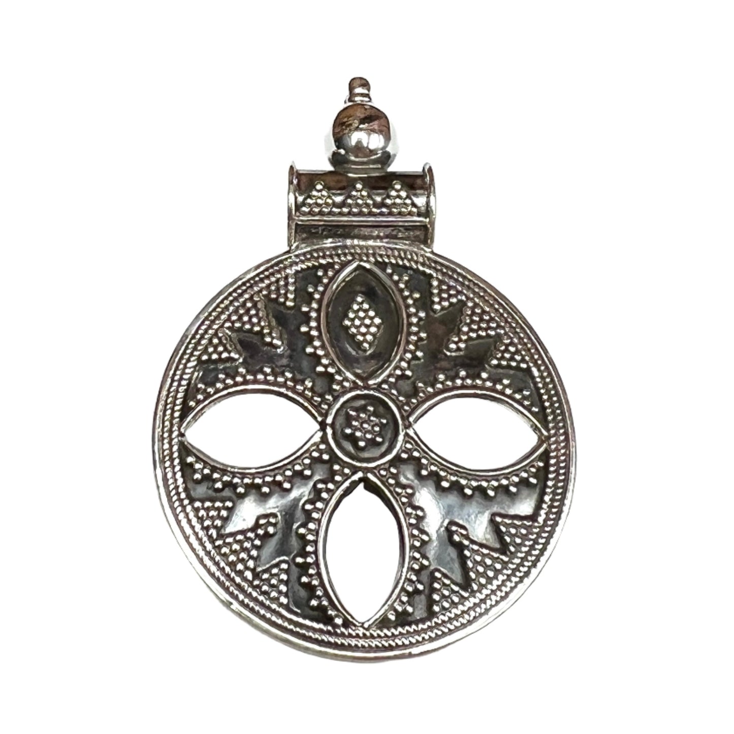 Oxidized Silver Circle Tribal Pedants