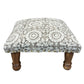 Flower Block Print Foot Stool | Square