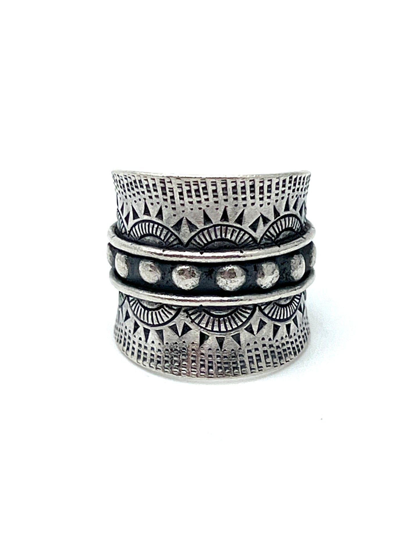 Sterling Silver Hill Tribe Beaded Geometric Ring