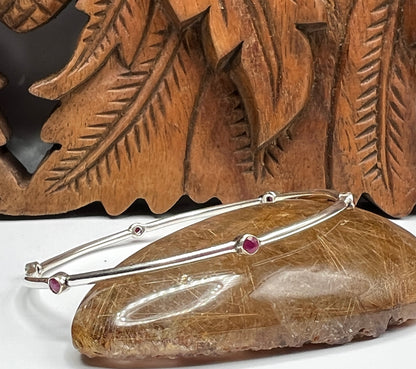 Sterling Silver Stone Bangles