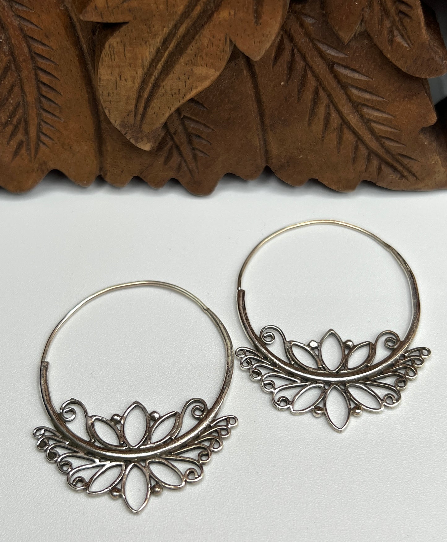 Lotus Slide Hoop Earrings