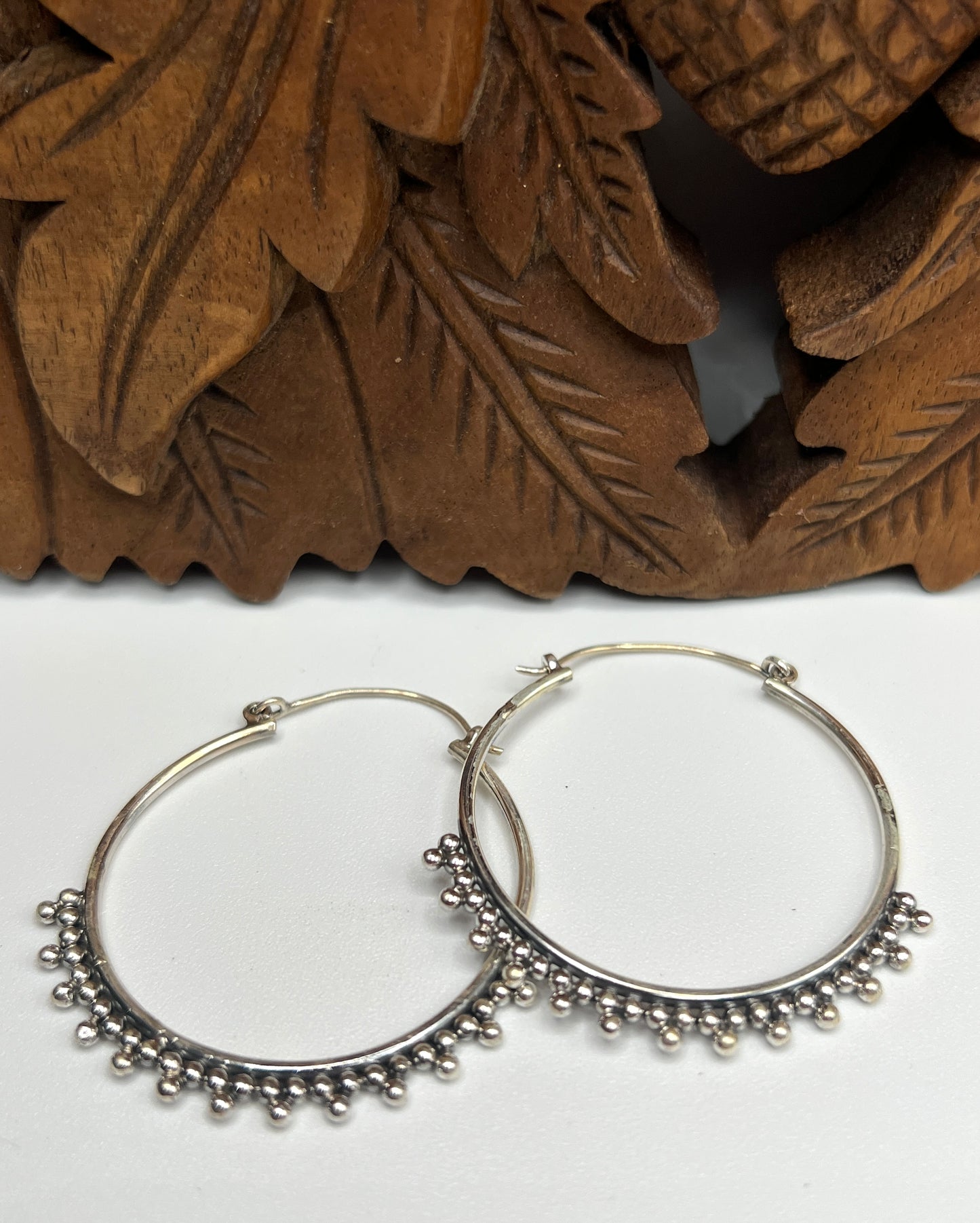 Beaded Decorative Hoop Earrings