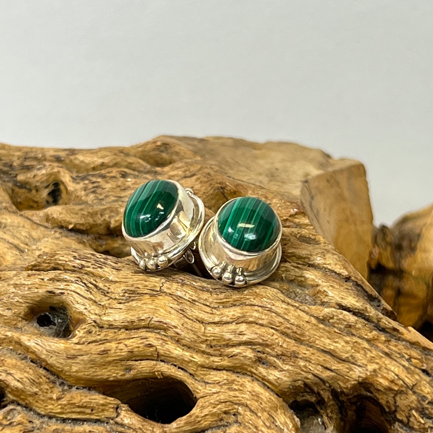 8mm Beaded Oval Stud Earrings