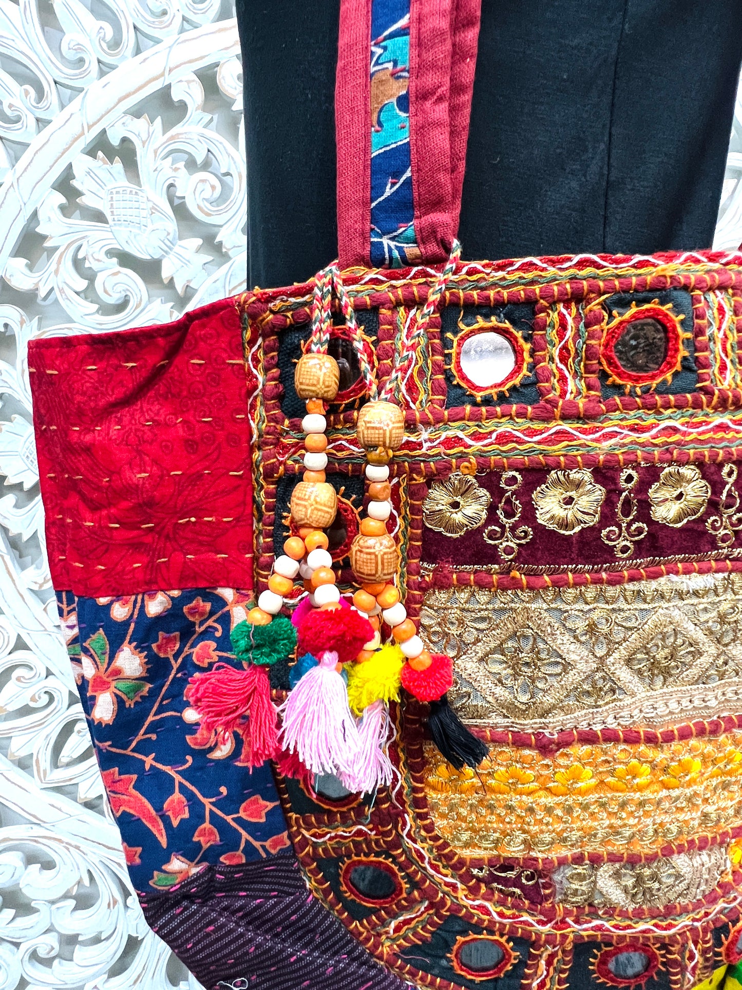 Rajasthani Embroidery Patchwork Purse | 2 Tassels