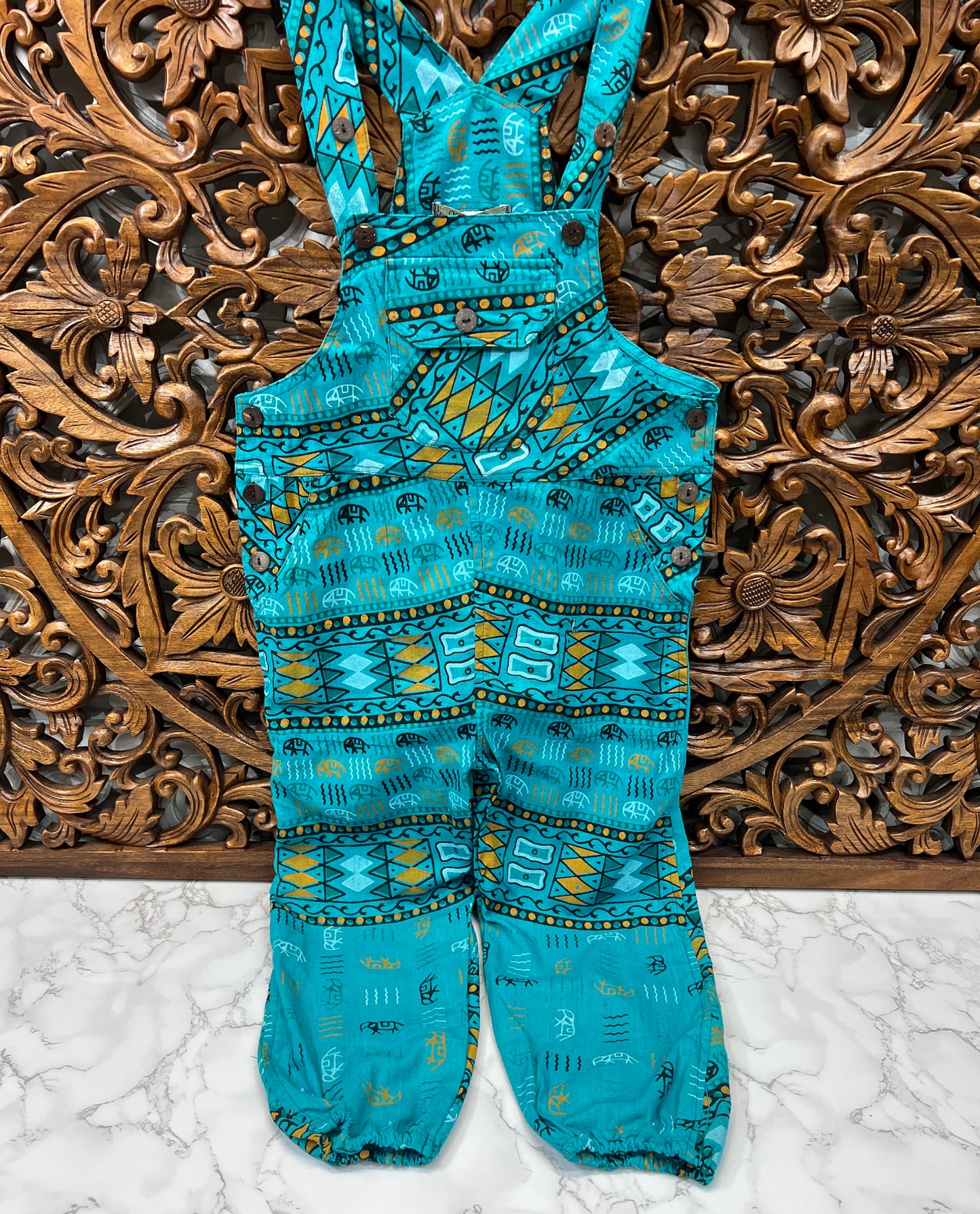 Child BlockPrint Long Overalls