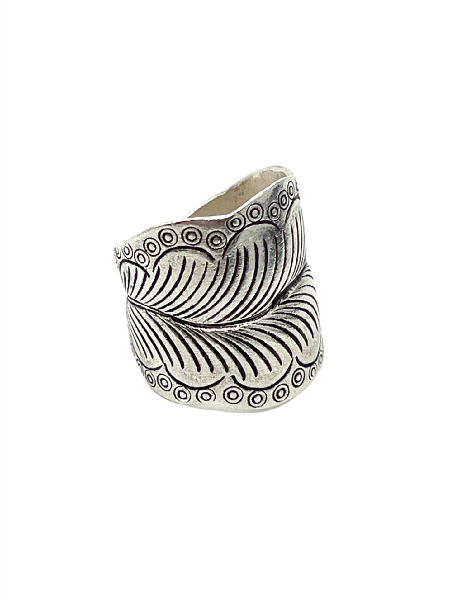 Sterling Silver Hill Tribe Beaded Leaf Ring