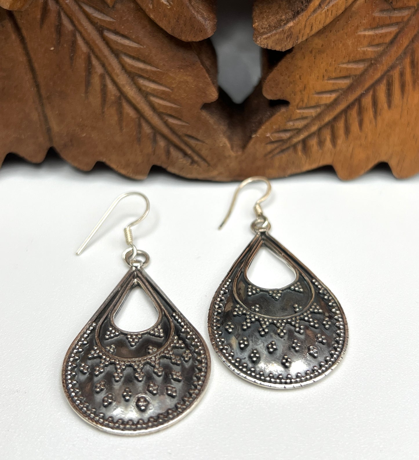 Oxidized Silver Tribal Earrings