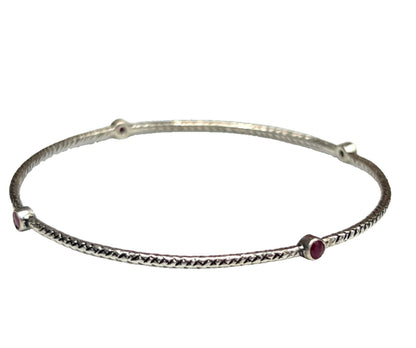 Sterling Silver Stone Bangle