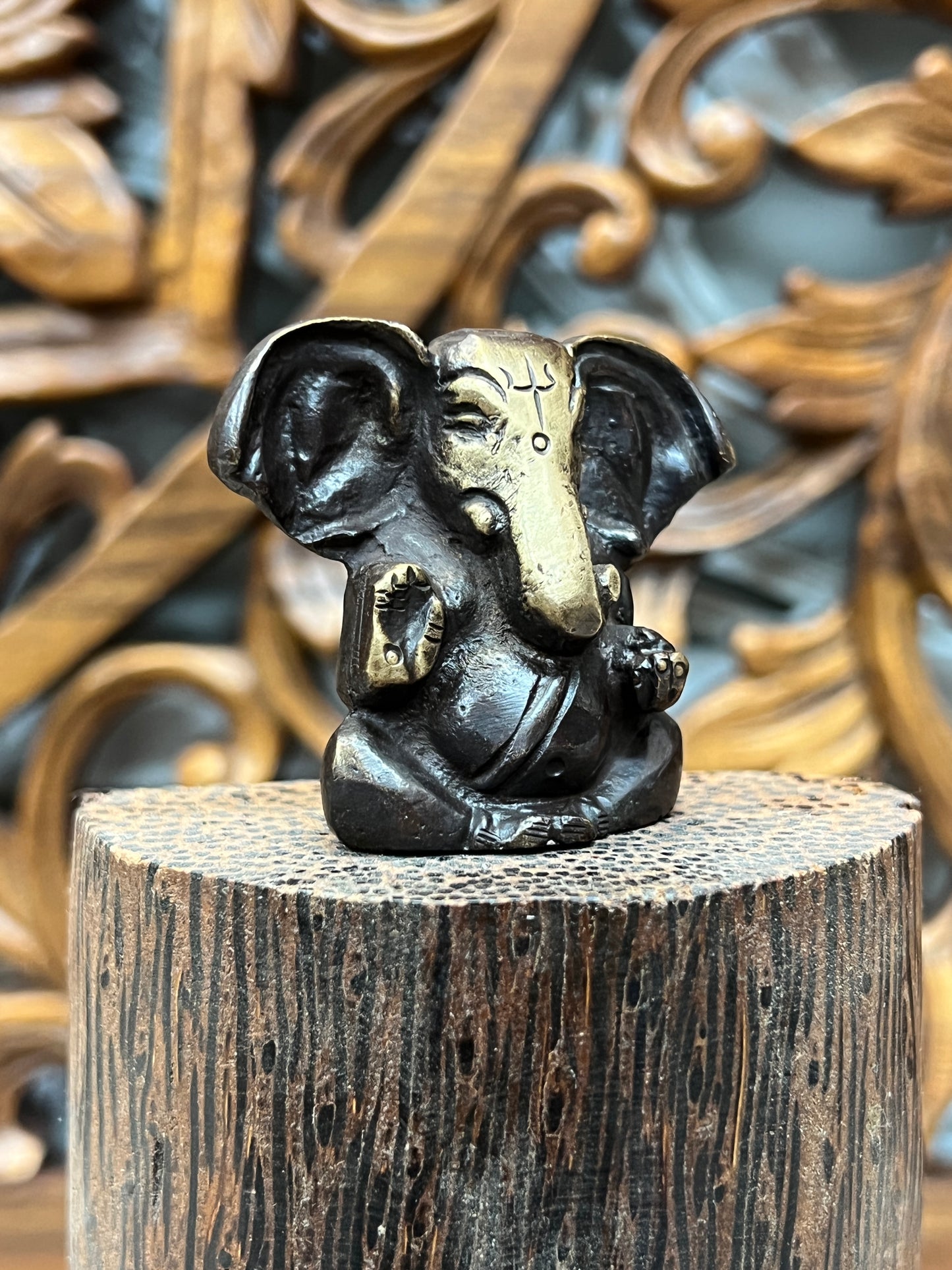 Hand Finished Brass Ganesh Statues - Remover of Obstacles 5cm x 4cm