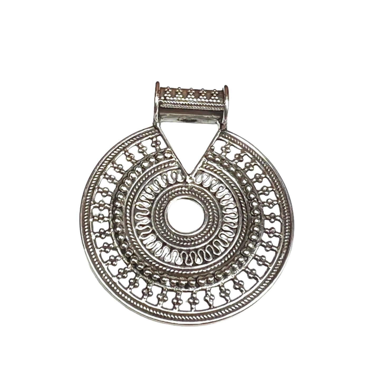 Oxidized Silver Circle Tribal Pedants