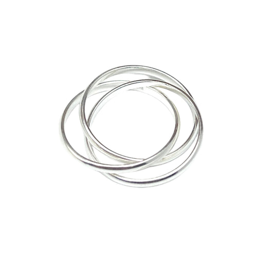 Sterling Silver Thin Three Band Roll Ring