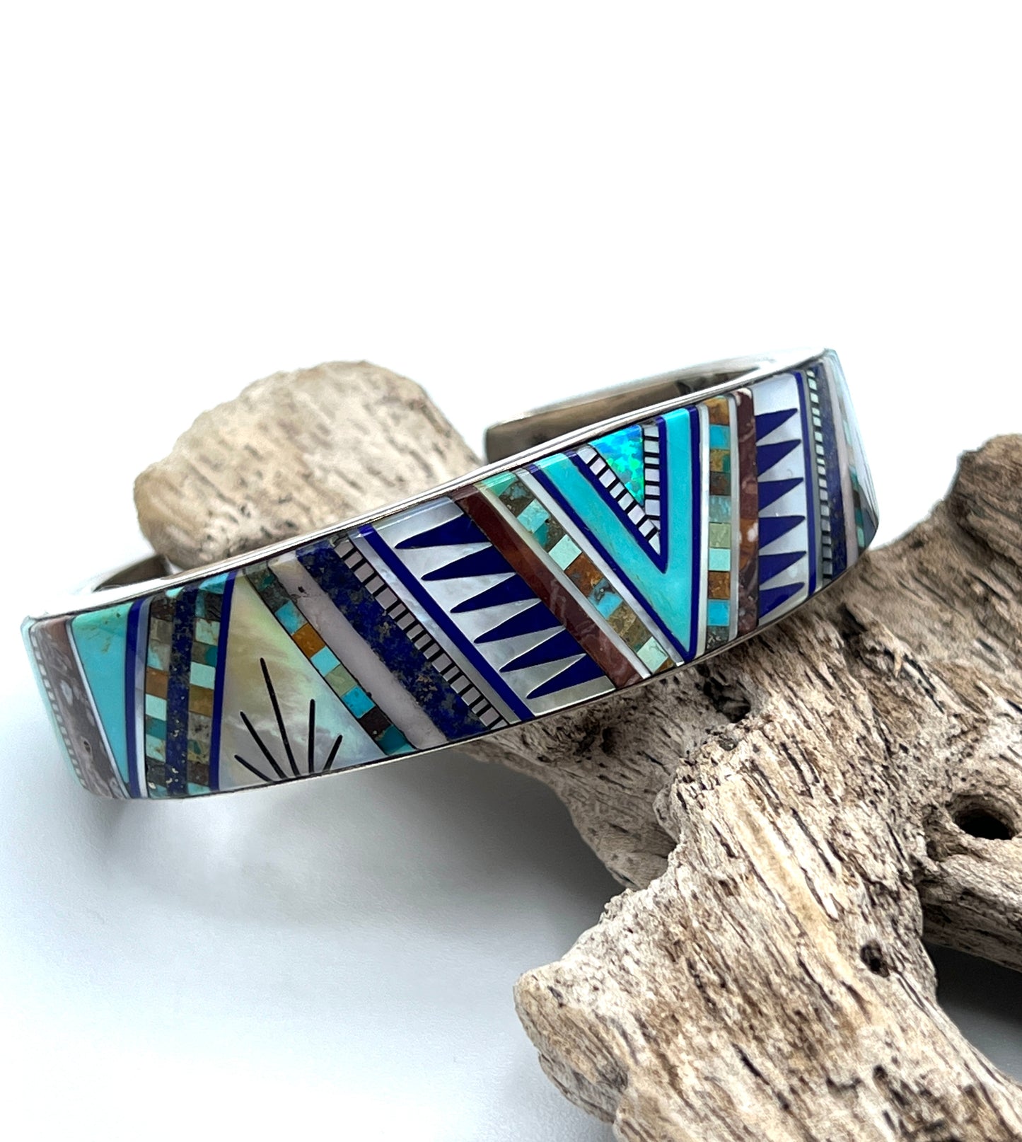 Rare Inlaid Gemstone Bracelet by David Freeland