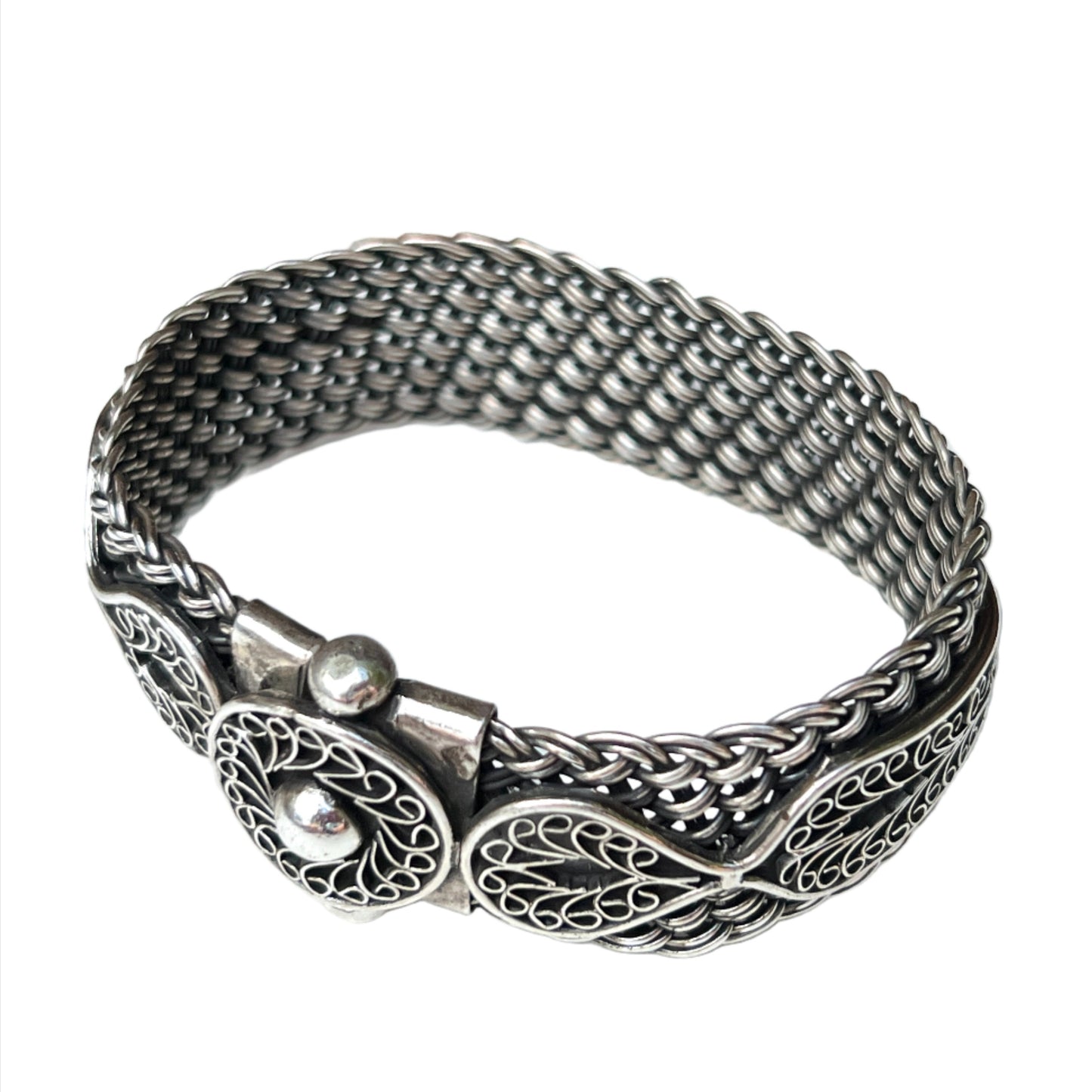 Vintage Rajasthani Sterling Silver Braided Bracelet