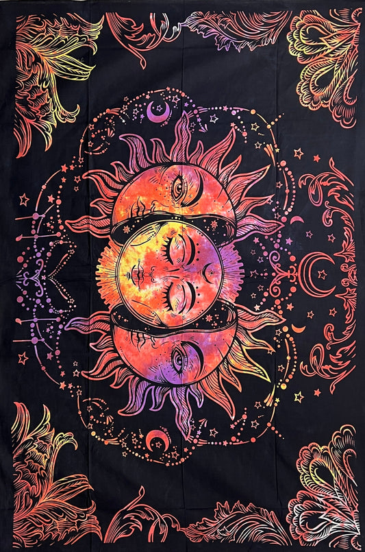 Hand printed Inner Sun Tapestries Wall Hangings
