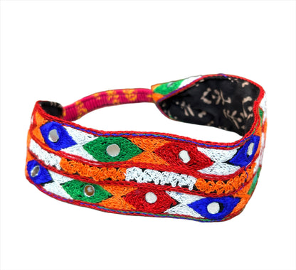 Orange Geometric Embroidered Headbands