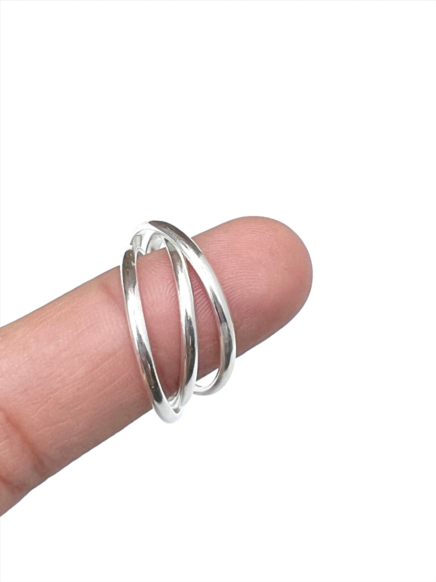 Sterling Silver Thin Three Band Roll Ring