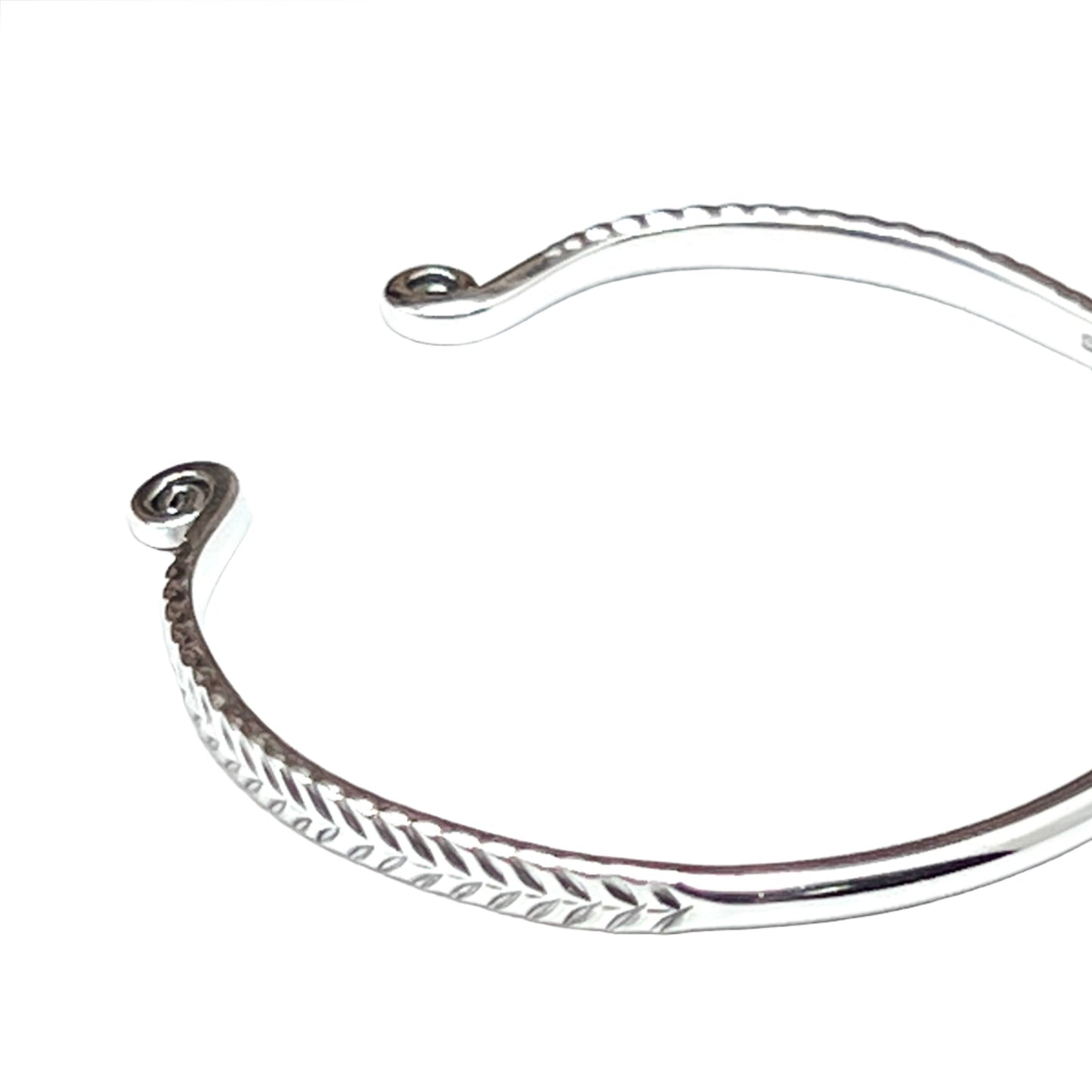 Sterling Silver Hill Tribe Cuff Spiral End Bracelet
