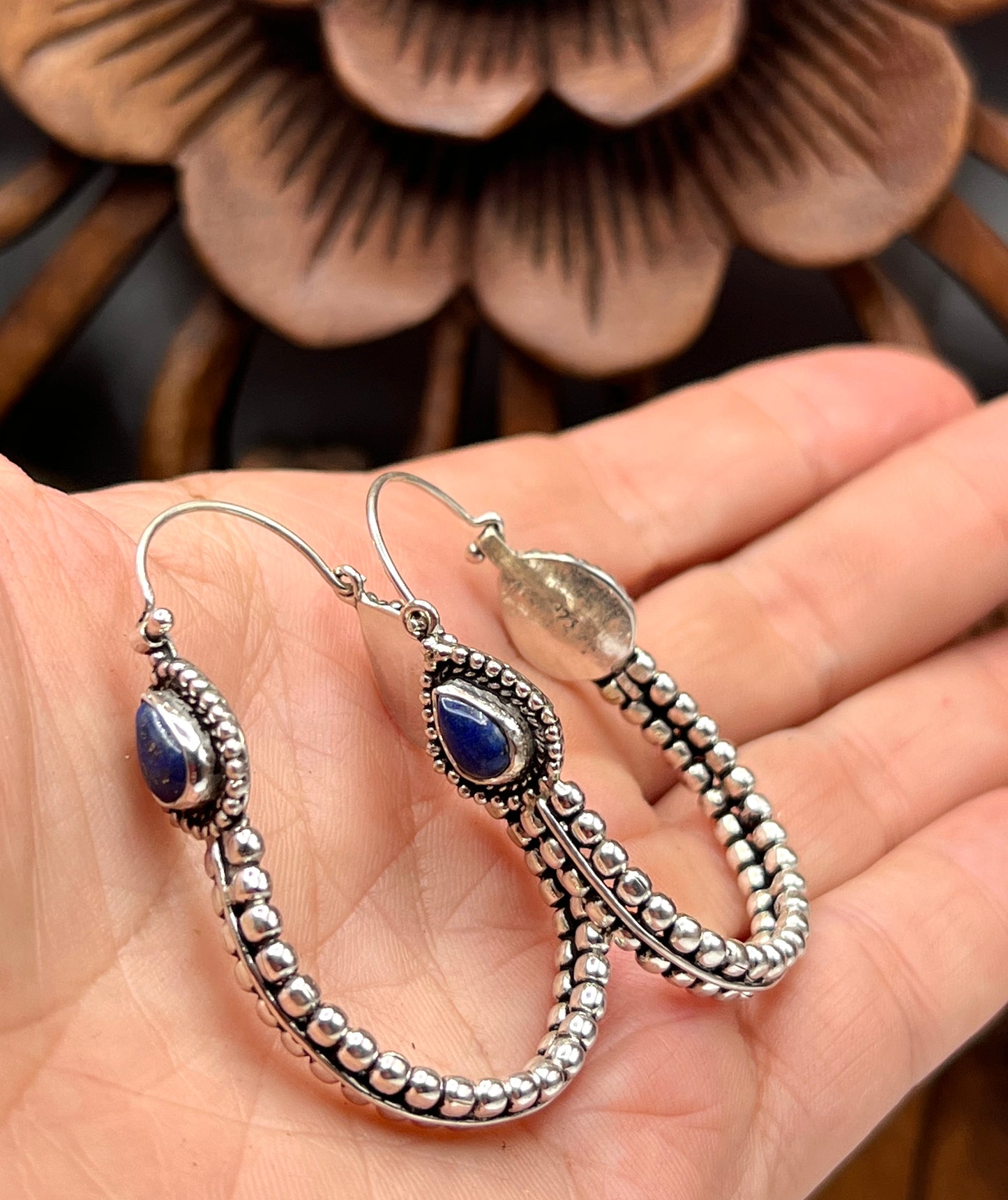 Teardrop Beaded Hoop Earrings