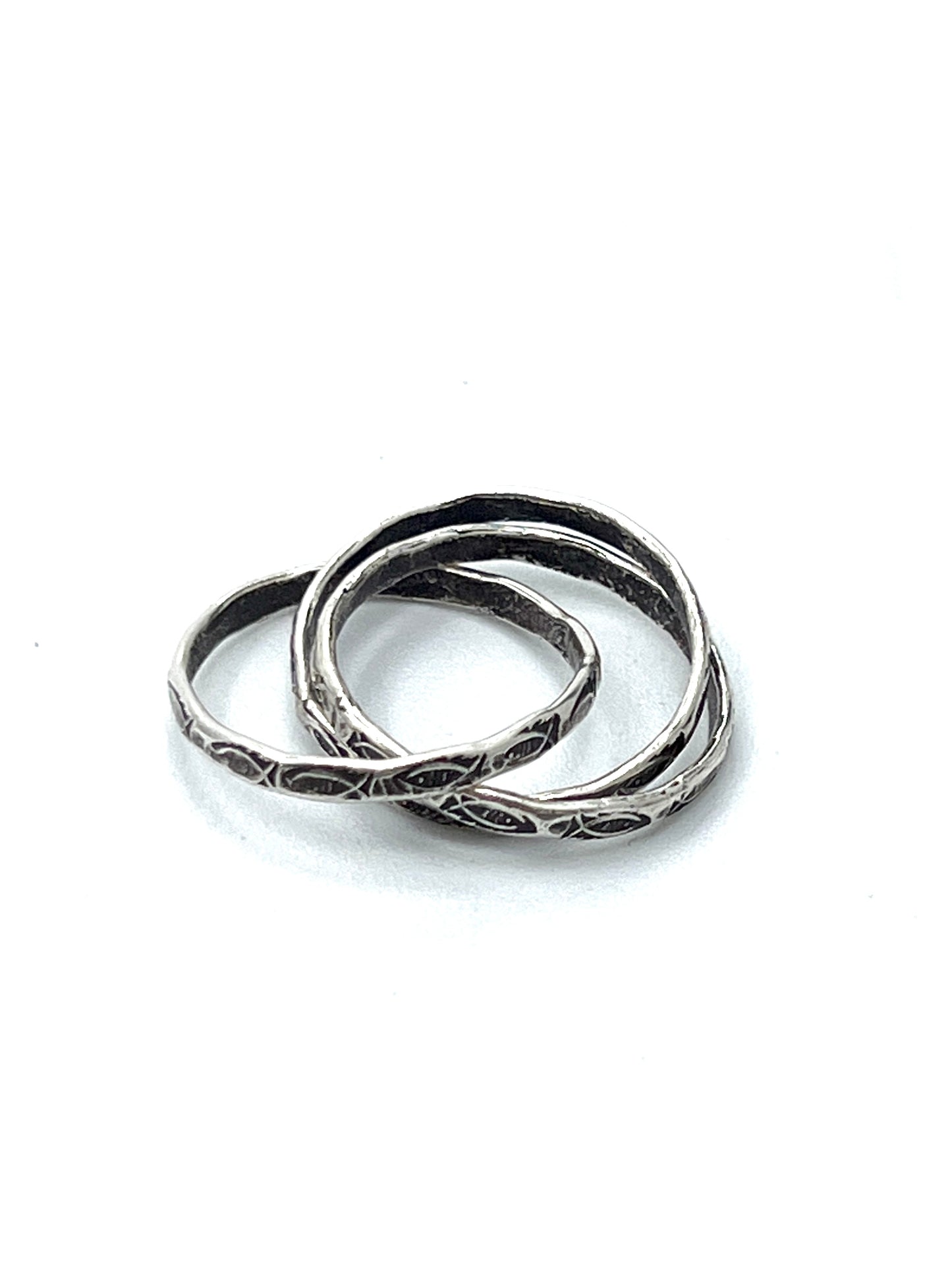 Sterling Silver Ichthys 3 Band Ring