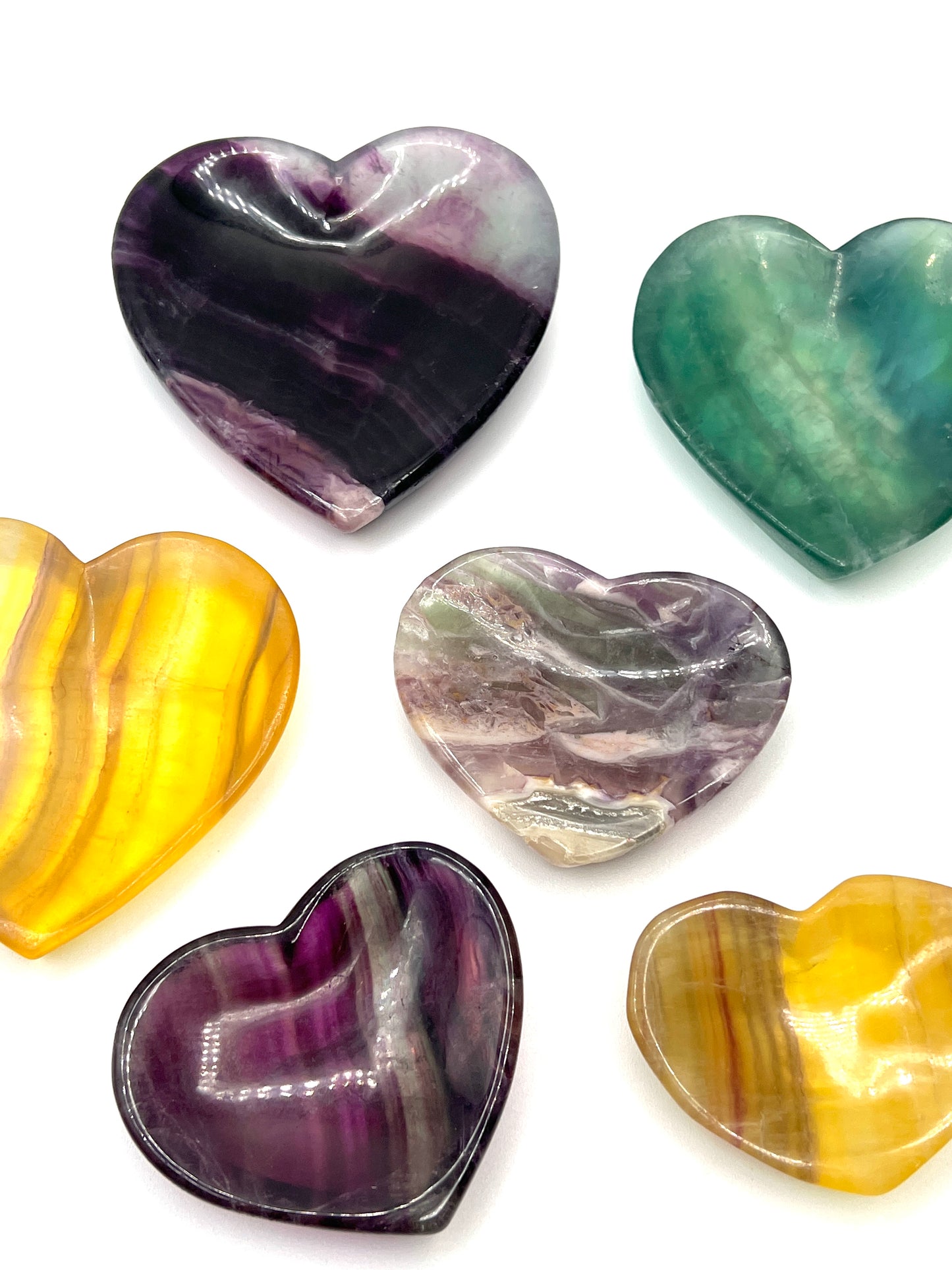 Fluorite Carved Heart Offering Bowls