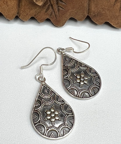 Oxidized Silver Tribal Earrings