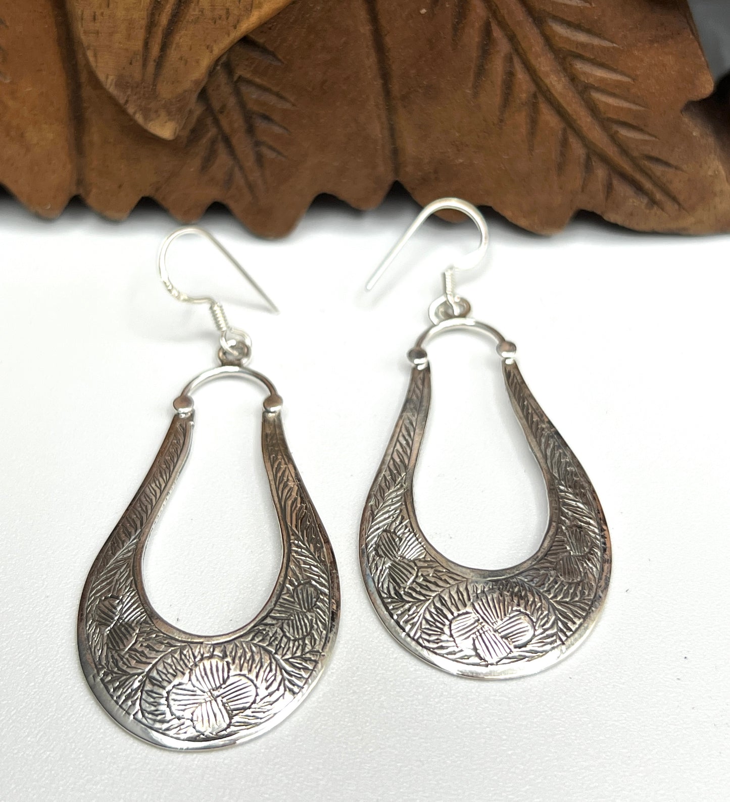 Large Flower Shield Earrings