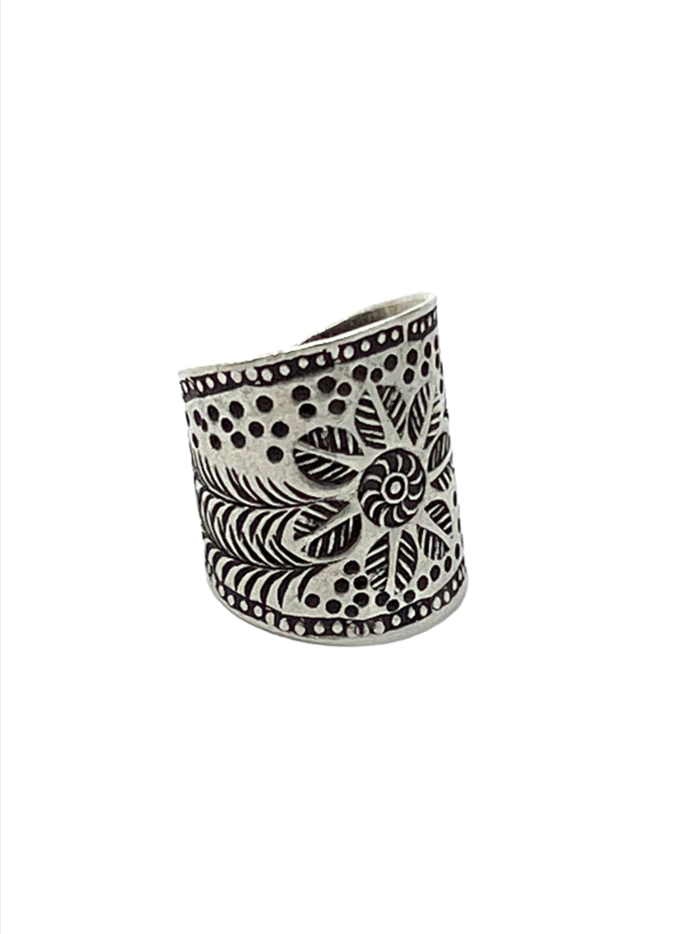 Sterling Silver Hill Tribe Flat Flower Ring