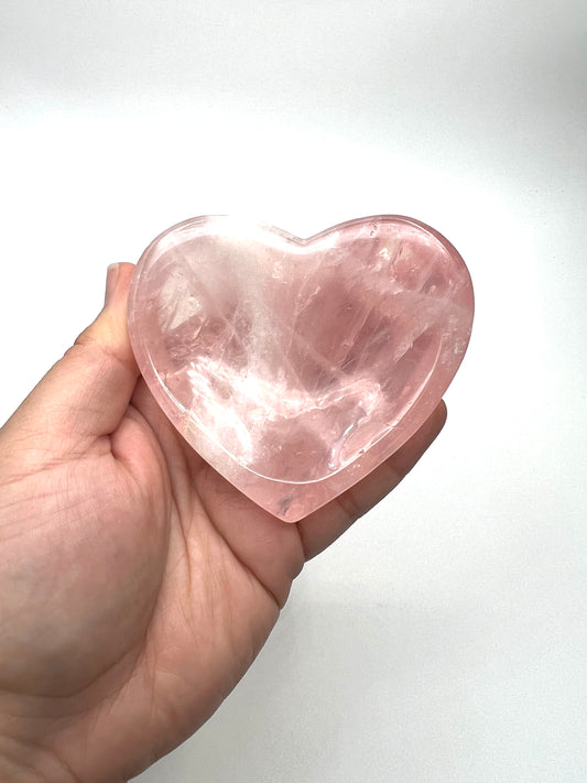 Rose Quartz Carved Heart Offering Bowls