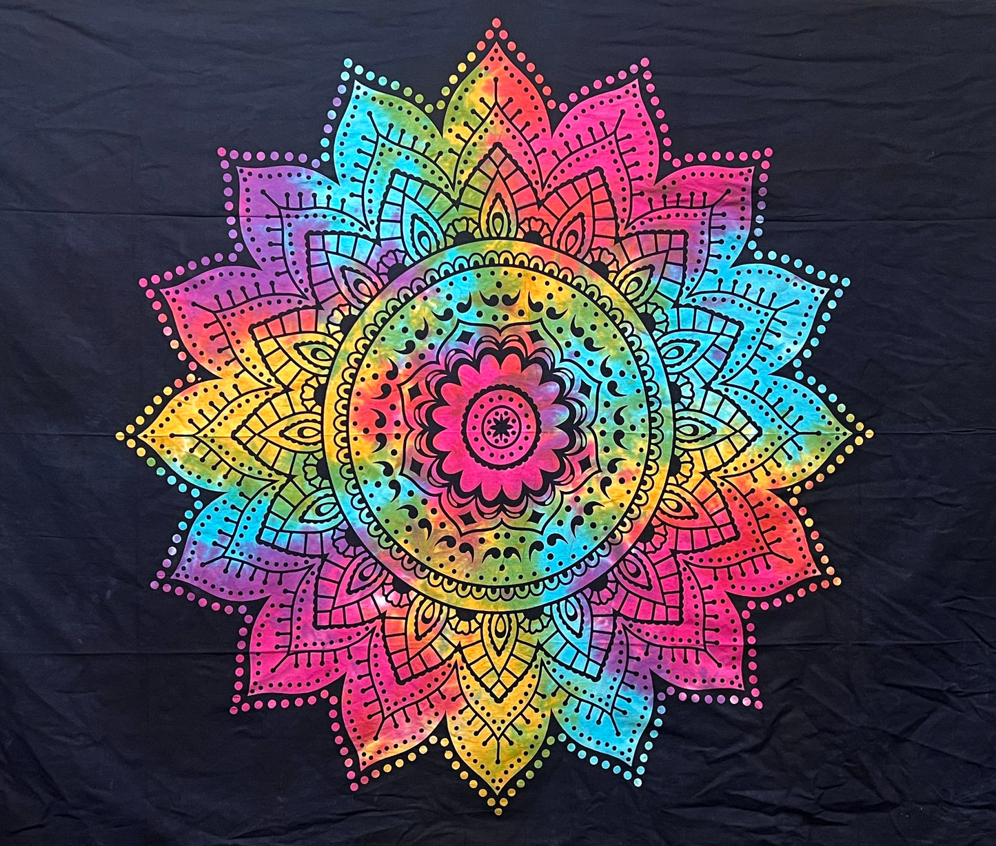 Hand printed Lotus Mandala Fabric Poster Tapestries | 4 Colors