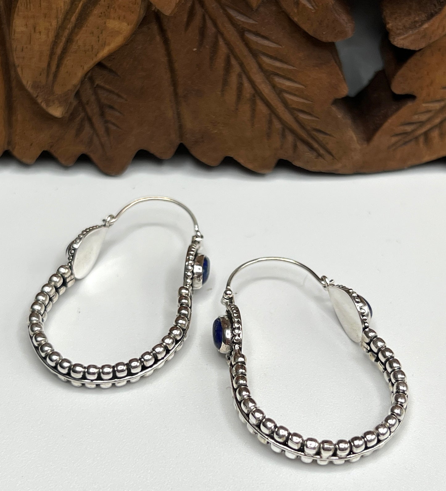 Teardrop Beaded Hoop Earrings