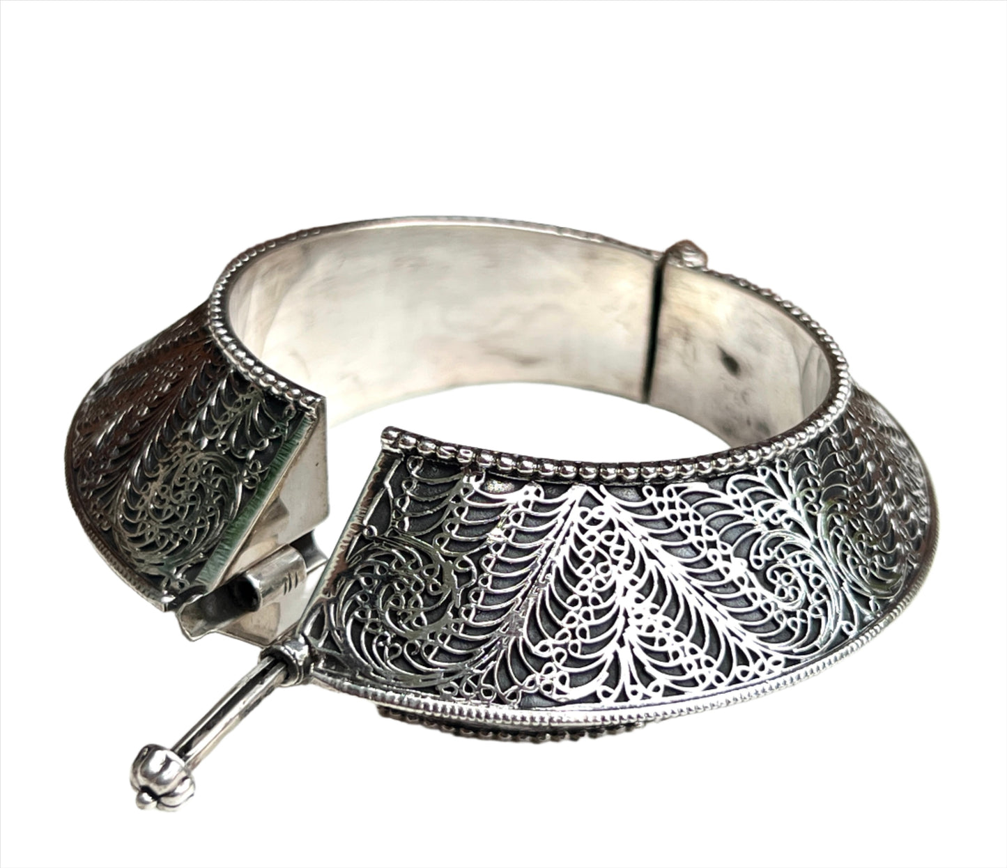 Vintage Rajasthani Sterling Silver Filigree Cuff Bracelet