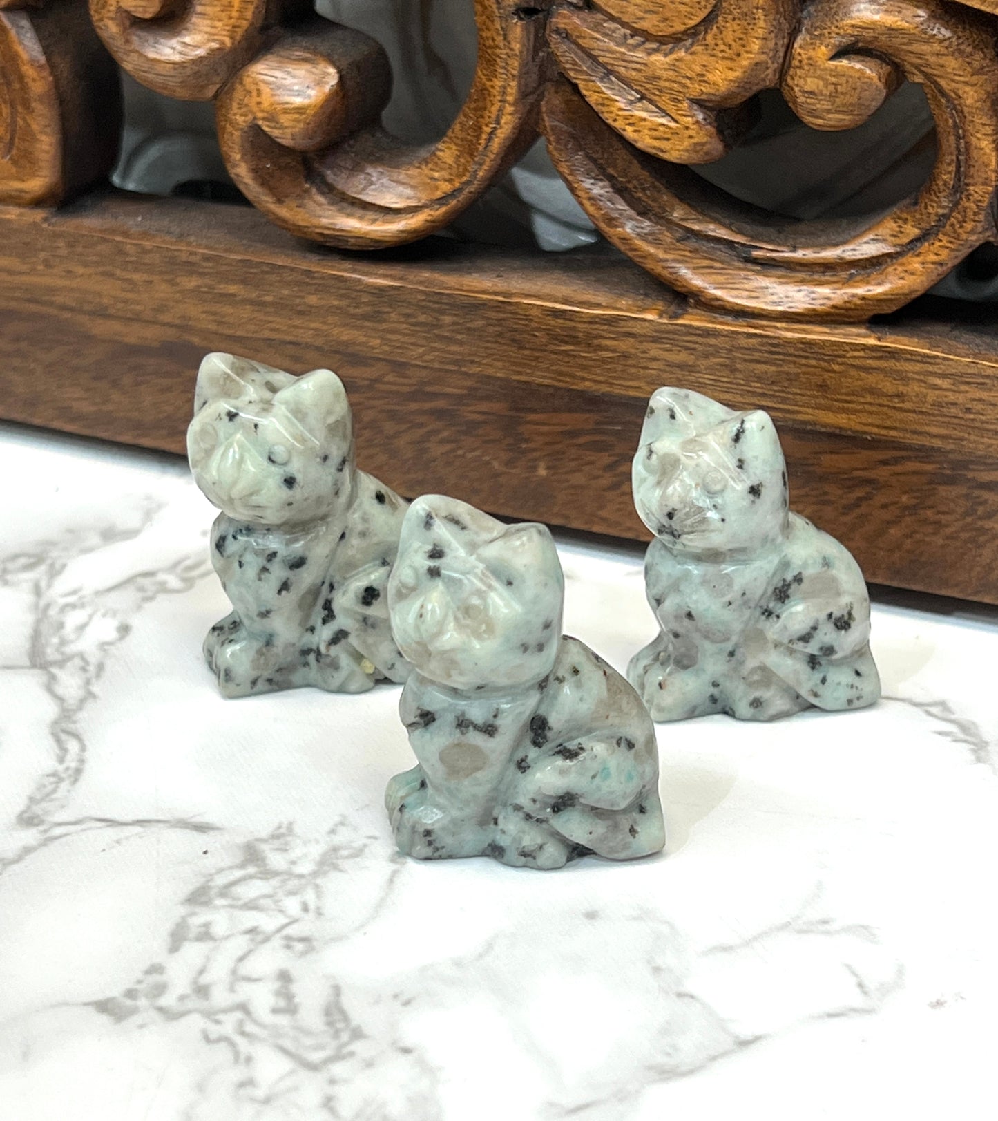 Hand Carved Gemstone Cats