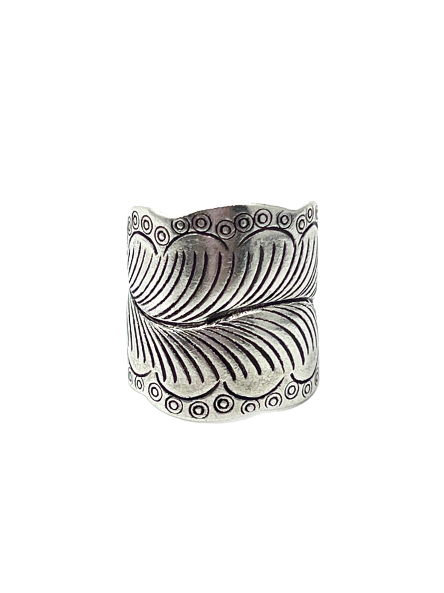 Sterling Silver Hill Tribe Beaded Leaf Ring