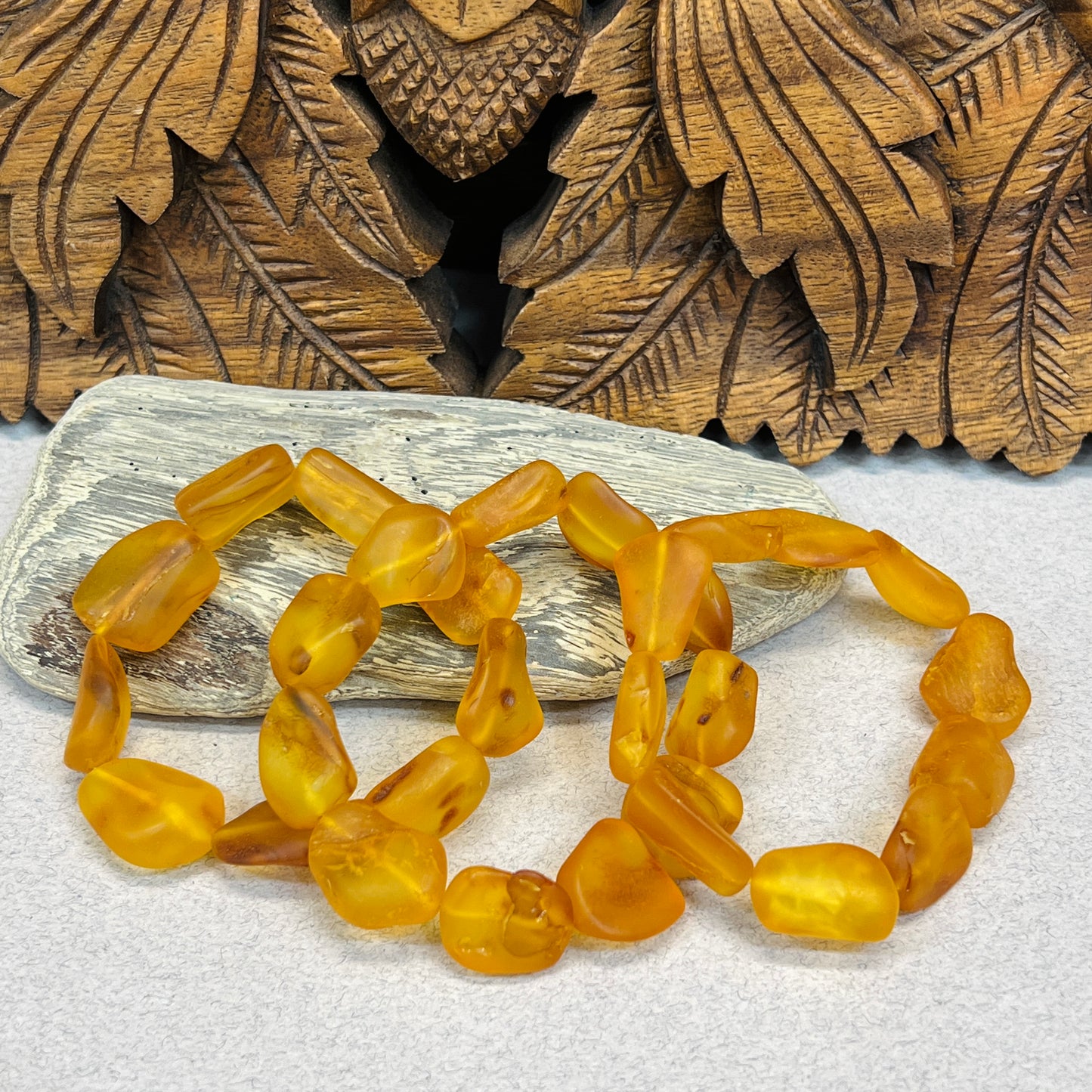 Large Unpolished Amber Stretchy Bracelets