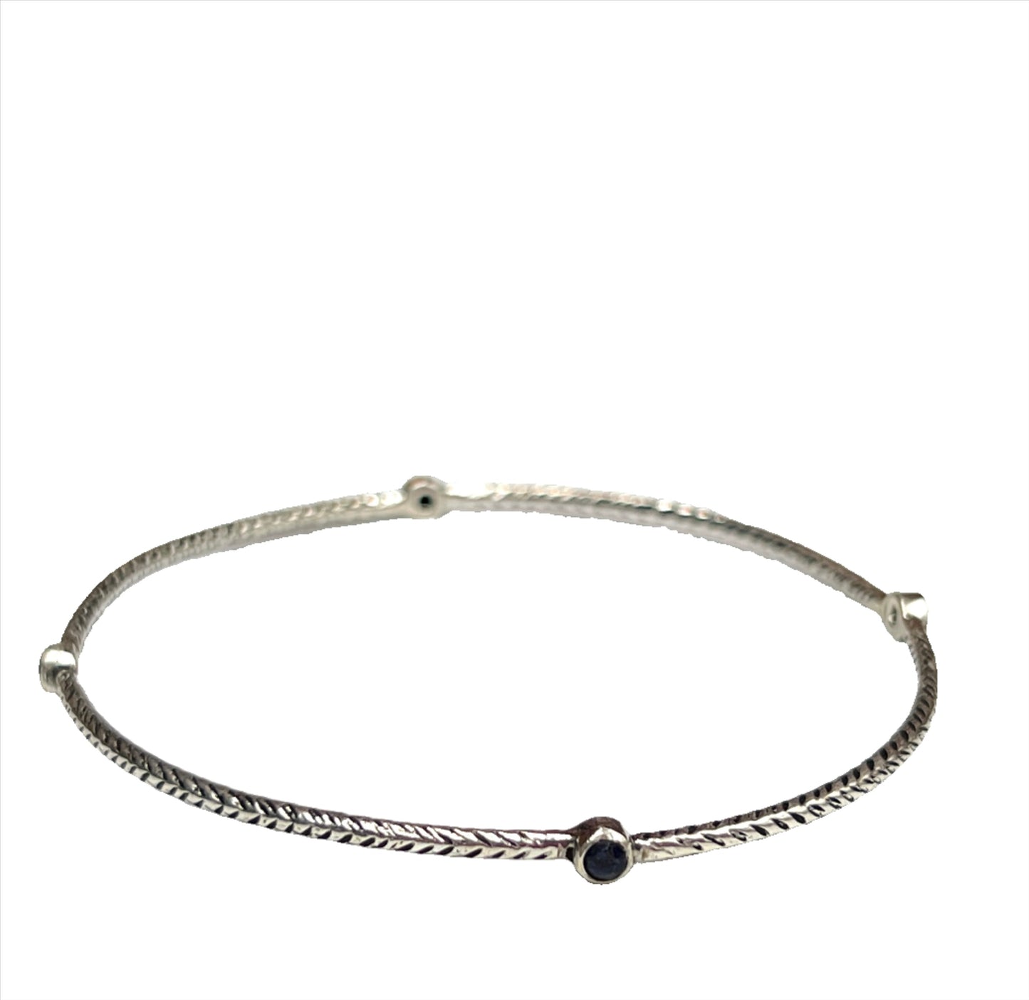 Sterling Silver Stone Bangle